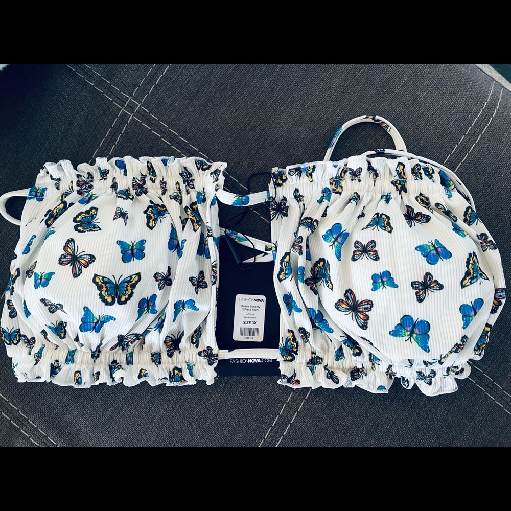 Fashion nova butterfly strapless bikini top